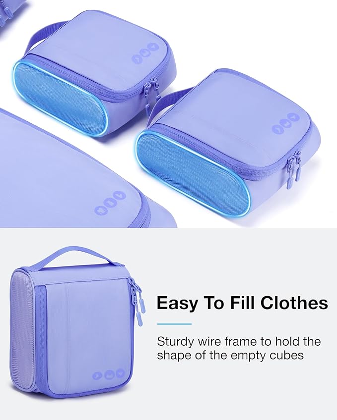 BAGSMART Keep Shape Packing Cubes for Travel, 6 Set Travel Cubes for Packing, Lightweight Suitcase Organizer Bags Set for Travel Essentials