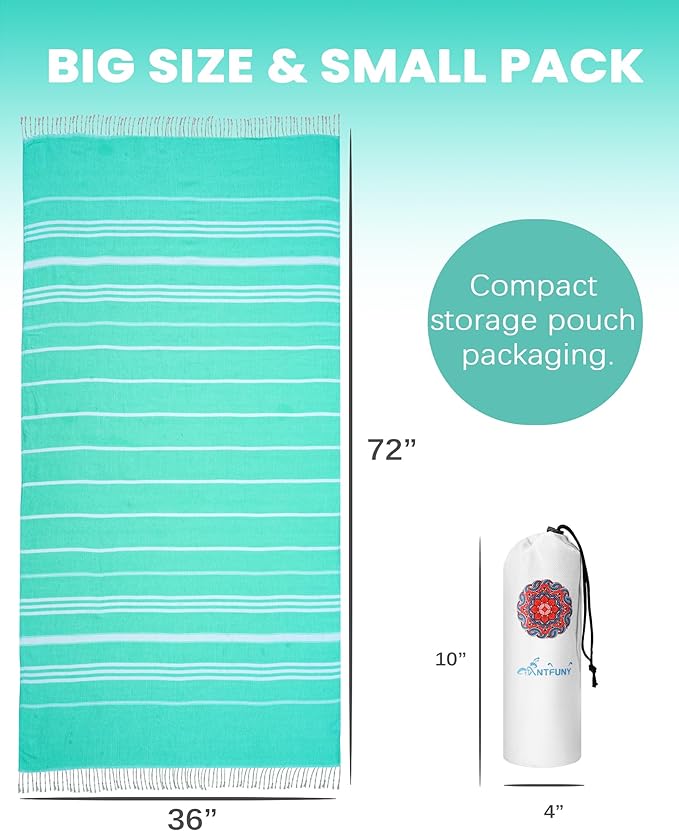 Turkish Beach Towels Quick Dry Sand Free Soft Absorbent Adult Oversized Bath Pool Swim Long Stripe Towel Sound Cloud Sandfree Chamois Mat Summer Thing Lightweight Thin Mint Green Vacation Essentials