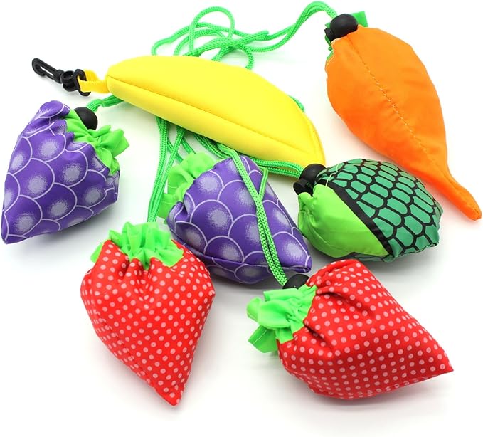10PCS Fruits Reusable Grocery Shopping Tote Bags Folding Pouch Storage Convenient for Travel