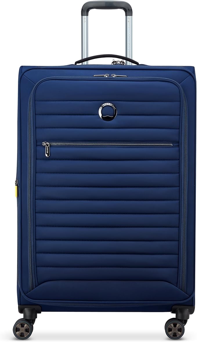 DELSEY PARIS Cruise 3.0 Softside Expandable Luggage with Spinner Wheels, Deep Sea Navy, Checked-Large 28 Inch