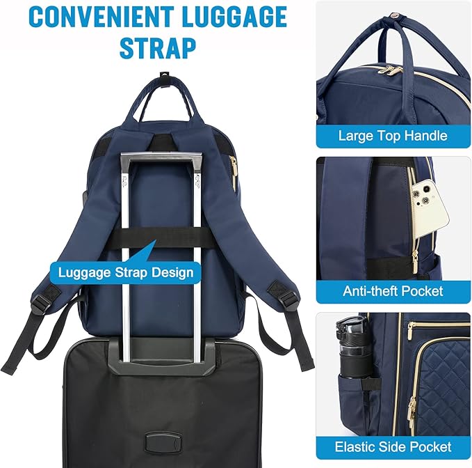 LOVEVOOK Laptop Backpack for Women, Water Resistant Travel Work Backpacks Purse Stylish College Business Teacher Nurse Computer Bag with USB Charging Port, Fits 17" Laptop