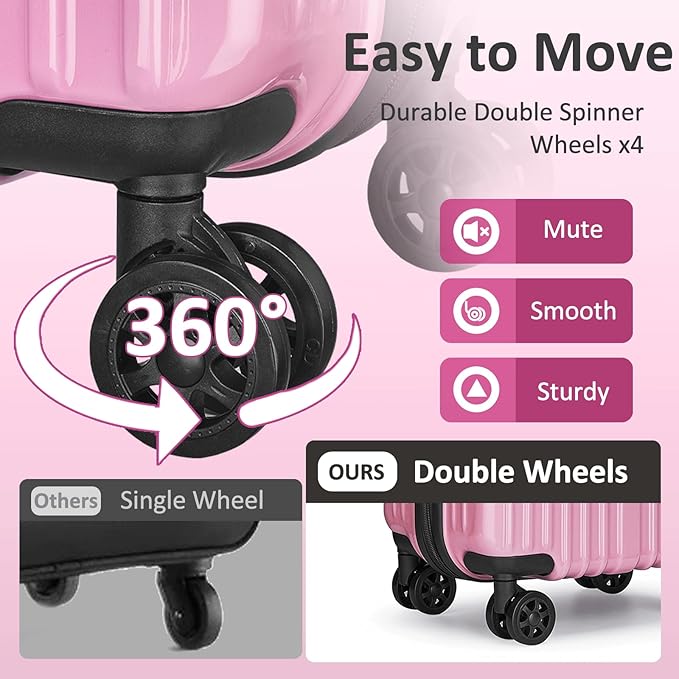 Carry on Luggage 2 Sets(20in/24in) with Spinner Wheels, Lightweight PC+ABS Hard Shell Suitcases, Expandbale Storage & TSA Aprovel Lock