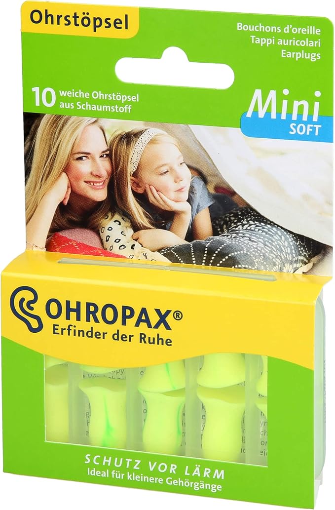 OHROPAX Mini Soft Earplugs, Anatomically Shaped in-Ear Plugs, for The Small Ear Canal and for Children, Made of Foam, for Relaxing, Sleeping and Listening to Music, Pack of 10 (17296)