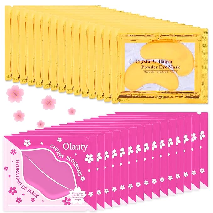 30 Pairs 24K Gold Eye Masks & Lip Masks, Under Eye Patches for Puffy Eyes, Lip Mask Skincare, Small Gifts, Mothers Day Gifts, Teacher Appreciation Gifts, Bulk Gifts, Bachelorette Party Favors