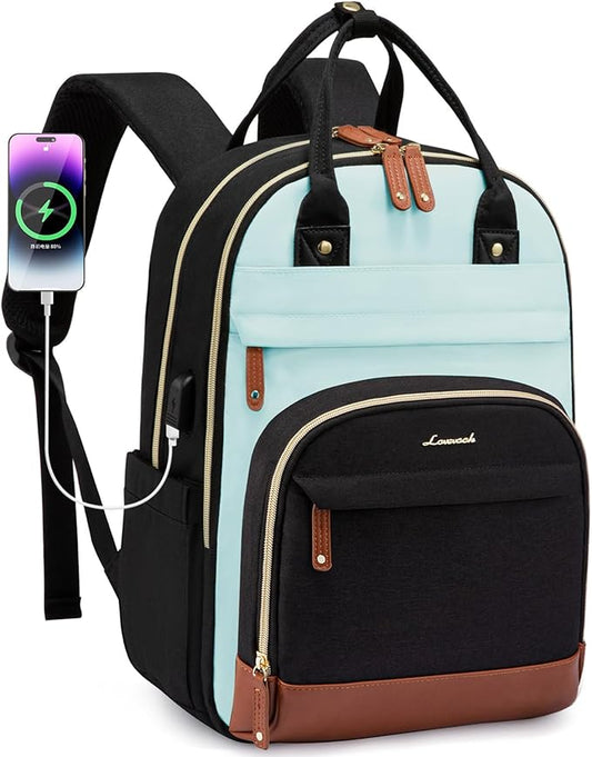 LOVEVOOK Backpack for Women,Laptop Backpack Women,Fits 17 Inch Laptop Bag,School Backpacks,Fashion Travel Work Anti-theft Bag,Waterproof Business Computer College Backpack Purse,Black-Light Blue