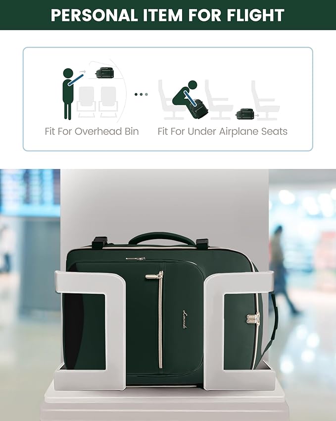 LOVEVOOK Travel Backpack for Women & Men 50L,Airline Approved Carry On Backpack Travel Essentials,TSA Carry on Luggage,Waterproof Personal Item Travel Bag Suitcase,3 Packing Cubes,Dark green-Black-1