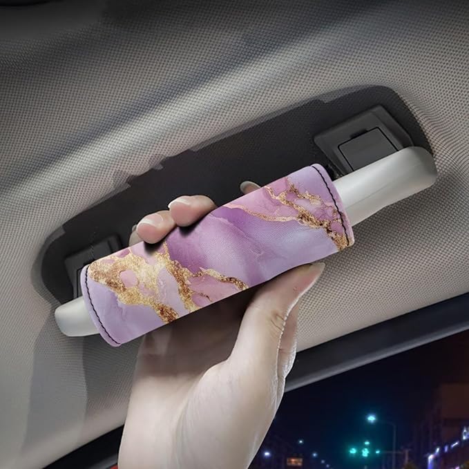 BIGCARJOB Pink Marble Texture Luggage Handle Wraps Set Trolley Case Grip for Women Door Protection Cover Suitcase Handle Cover Gifts Suitcase Handle Wraps Travel Bags Set of 2
