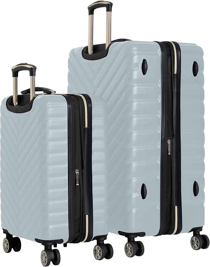 Kenneth Cole REACTION Madison Square Lightweight Hardside Chevron Expandable Spinner Luggage, Slate, 2-Piece Set (20" & 28")