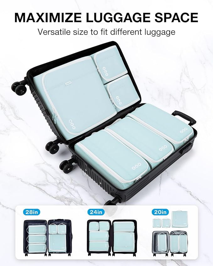 BAGSMART Keep Shape Packing Cubes for Travel, 6 Set Travel Cubes for Packing, Lightweight Suitcase Organizer Bags Set for Travel Essentials