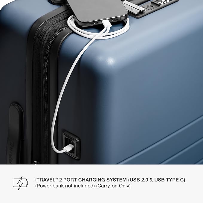 Traveler's Choice Markham Hardside Expandable Luggage with Double Spinner Wheels, Carry-On 21-Inch Suitcase, TSA Lock, 21-Inch, Navy