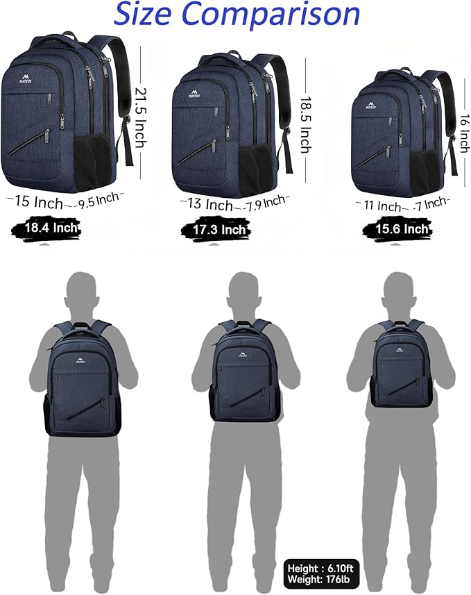 MATEIN Extra Large Laptop Backpack for Men, 50 L Travel Carry On TSA Approved Backpack with Trolley Sleeve, Waterproof Business Work Bag Fits 18.4 Inch Computer Notebook, Dark Blue