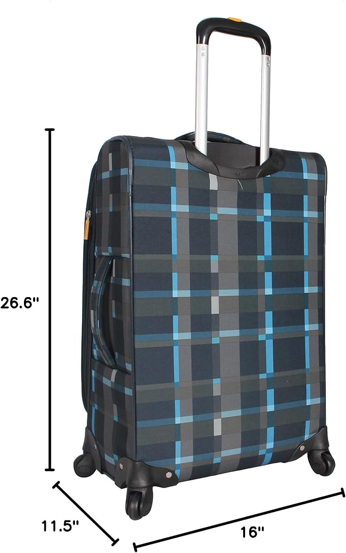 LUCAS Designer Luggage Collection - Expandable 24 Inch Softside Bag - Durable Mid-sized Ultra Lightweight Checked Suitcase with 8-Rolling Spinner Wheels (Old School Navy)