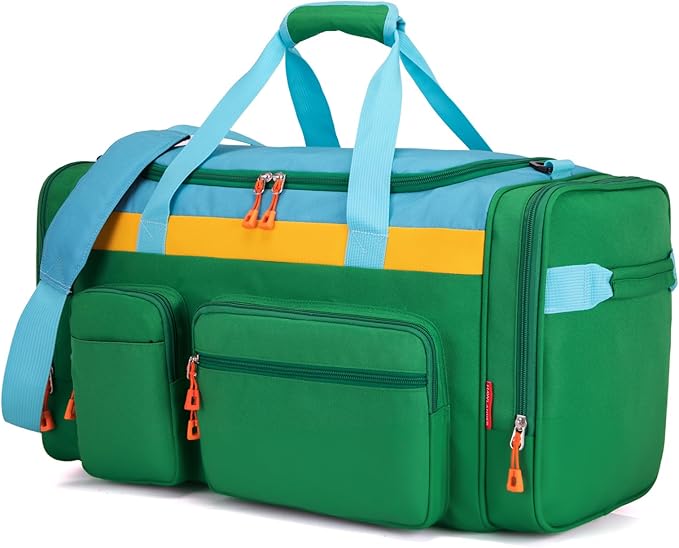 HawLander Large Kids Duffle Bag for Travel, Overnight, or Weekender, 22" inch (Green Yellow)