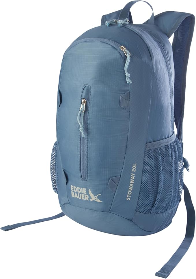 Eddie Bauer Stowaway Packable Backpack | Travel | Outdoor | Lightweight | Foldable | Durable | Ripstop Polyester | 20L - Blue Tile