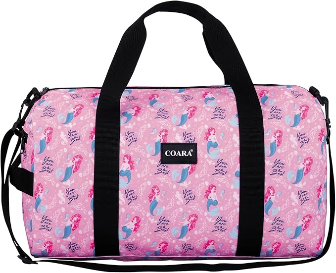 Kids Duffle Bag Overnight Bags for Boys and Girls Weekender Sleepover Carry-On Tote for Traveling Gym Sport Dance (Mermaid)
