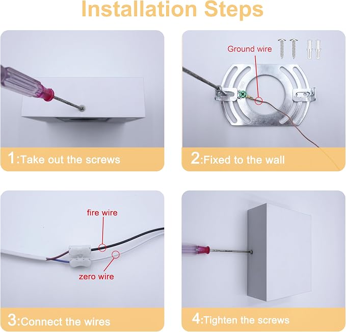 KICAAO LED Wall Sconces 4 Pack, 12W Modern Wall Lamp, White Up Down Wall Mount Lights for Living Room Hallway Bedroom Decor, Hardwired Aluminum Wall lamp