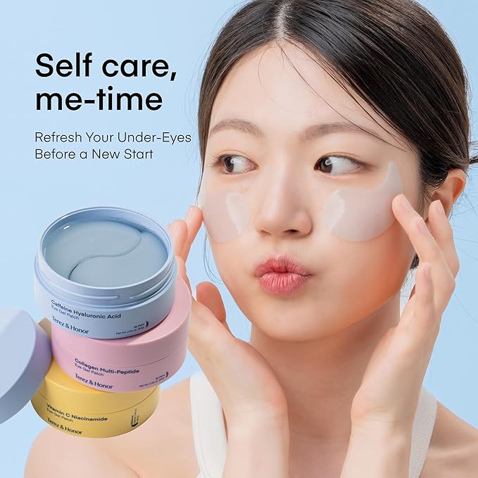 TEREZ & HONOR Eye Patches Gift Set - 3-Pack (x 60 Pcs) Korean Hydrogel Eye Masks with Caffeine, Collagen & Vitamin C - For Puffy Eyes, Dark Circles, Fine Lines, Wrinkles & Bags, Travel Case Included