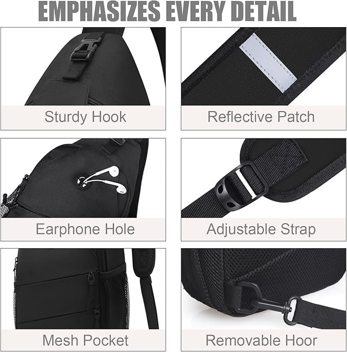 Crossbody Bags for Women Men Trendy Sling Bag Backpack Casual Chest Bag with Convertible Shoulder Strap