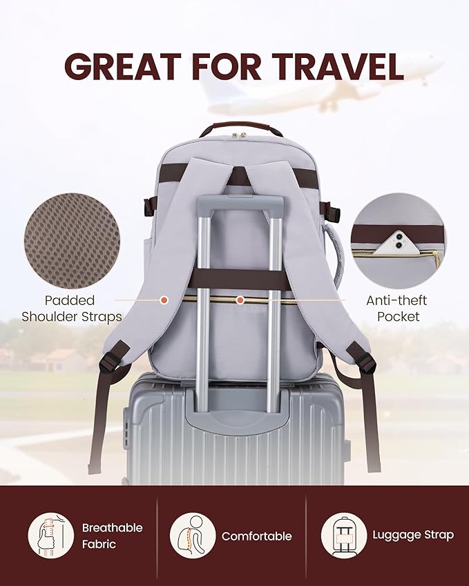 LOVEVOOK 40L Travel Backpack for Women Men,Waterproof Airline Approved Carry On Luggage Travel Essentials,TSA Carry On Backpack Personal Item Travel Bag Suitcase Weekender Traveling with Packing Cubes