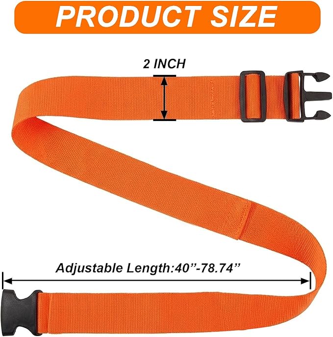 4 Pack Adjustable Luggage Straps for Suitcases – Secure Lock Travel Belts, 40''–78'' Fit, Easy Luggage Identification (Orange)