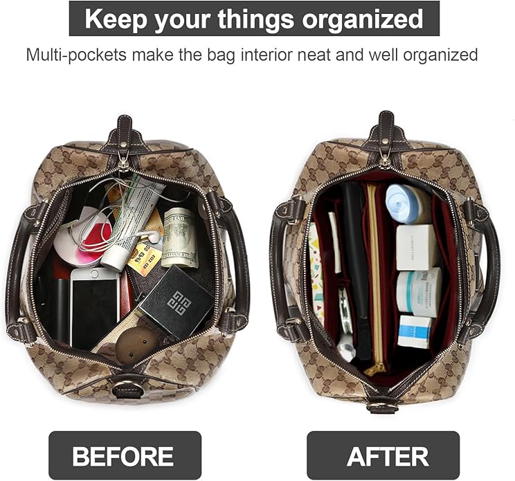 OMYSTYLE Purse Organizer Insert, Felt Tote Bag Organizer Insert with 5 Sizes, Handbag Dividers for Inside Purse, Compatible with Longchamp, Neverful, Speedy and More