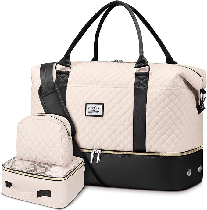 Travel Weekender Duffle Bags for Women: Overnight Bags with Shoe Compartment Large Carry on Weekend Bag with Toiletry Bag & Wet Pocket Tote Duffel Hospital Bag for Women Labor Delivery 3 PCS Set