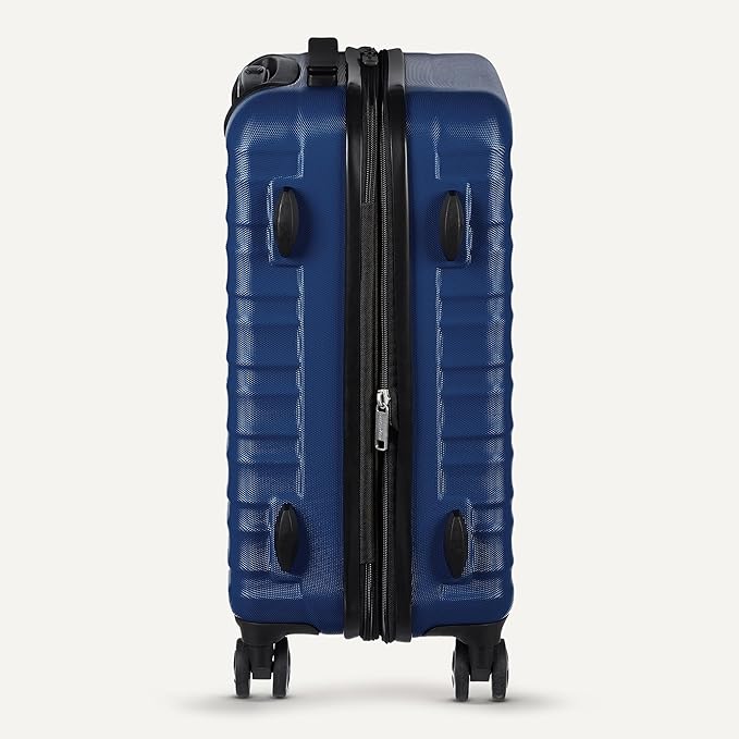 Amazon Basics 21" Hardside Carry-On Luggage with Multi-directional Wheels, Expandable for Up to 25% More Space, Scratch-Resistant Surface, Organized Interior, Navy Blue