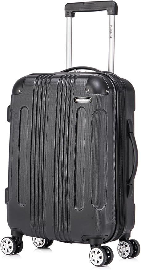 Rockland London Hardside Spinner Wheel Luggage Set, Black, Carry-On 20-Inch and Tote 14-Inch (F1902-BLACK)