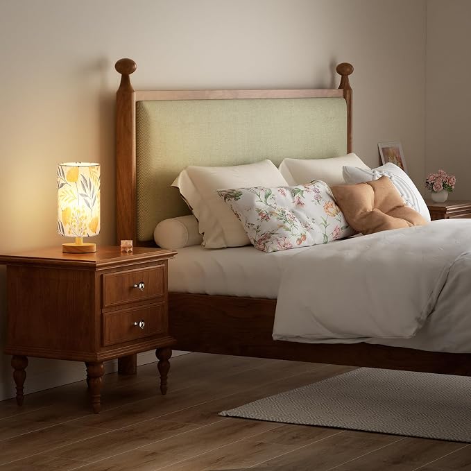 Small Table Lamps (Ginkgo Cream Shade, 9" Inline Control) | 3000K LED Blub Included | 680 Lumens | Easy Assembly | Minimalist Design | E26 | for Kitchen | for Kids Room
