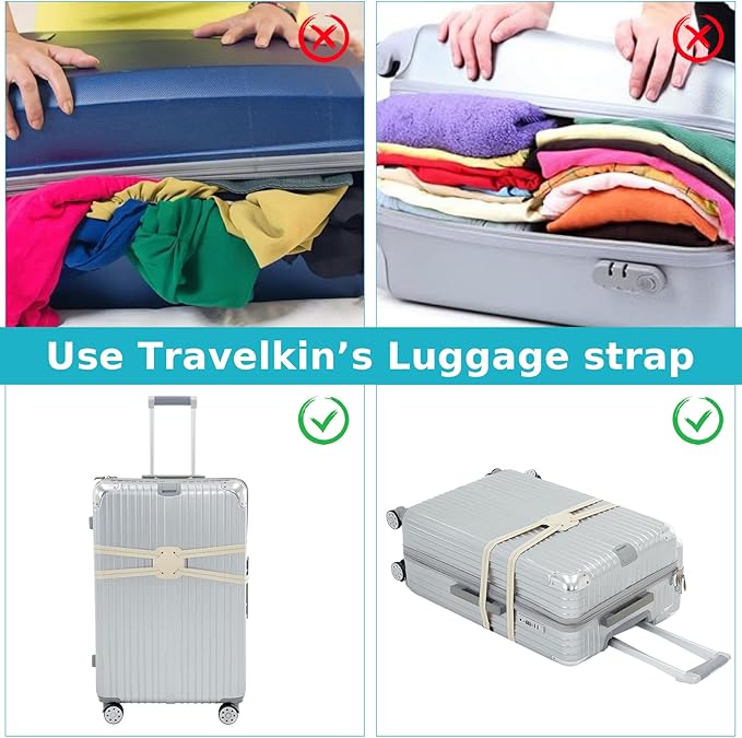 Travelkin Luggage Straps Bag Bungees add a Bag, Luggage Bungee for suitcases Elastic Strap Belt