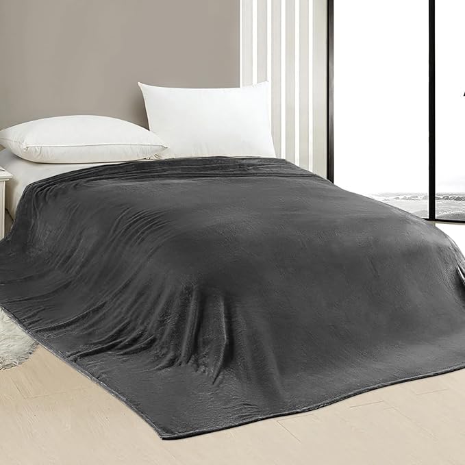 Oversized Blanket 120x120 Inches, Giant Huge Companion for Bed, Sofa,Travel and Camping, Extra Large Big Soft Blanket Fits The Whole Family and Outdoors, Dark Grey 10'x10'