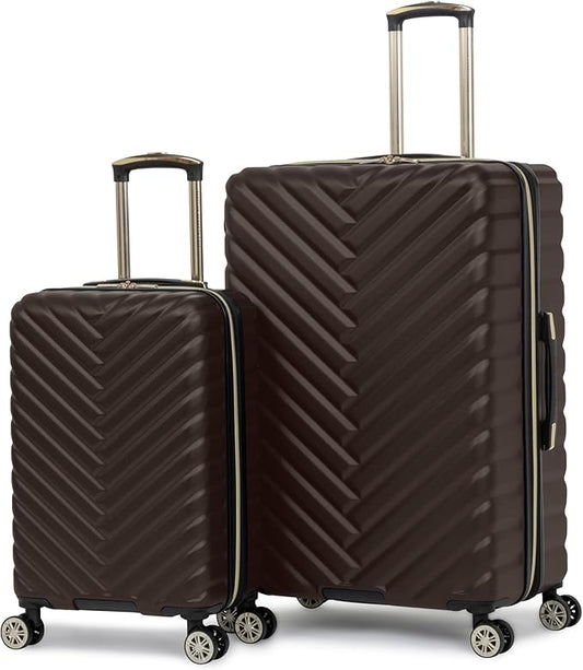 Kenneth Cole REACTION Madison Square Lightweight Hardside Chevron Expandable Spinner Luggage, Chocolate Brown, 2-Piece Set (20" & 28")