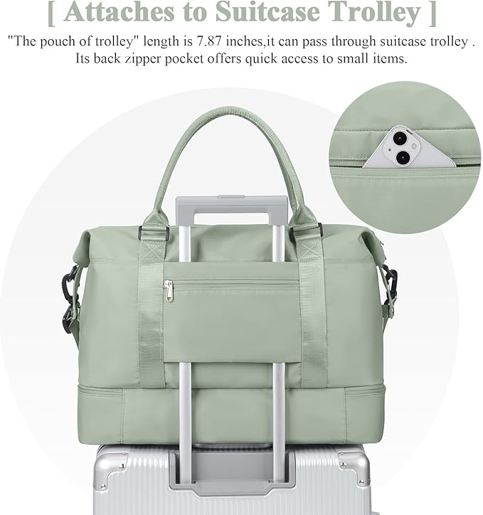 Travel Duffel Bag with Shoes Compartment, Carry on Overnight Weekender Bags for Women, For Spirit Airlines 18x14x8 Personal Item Bag