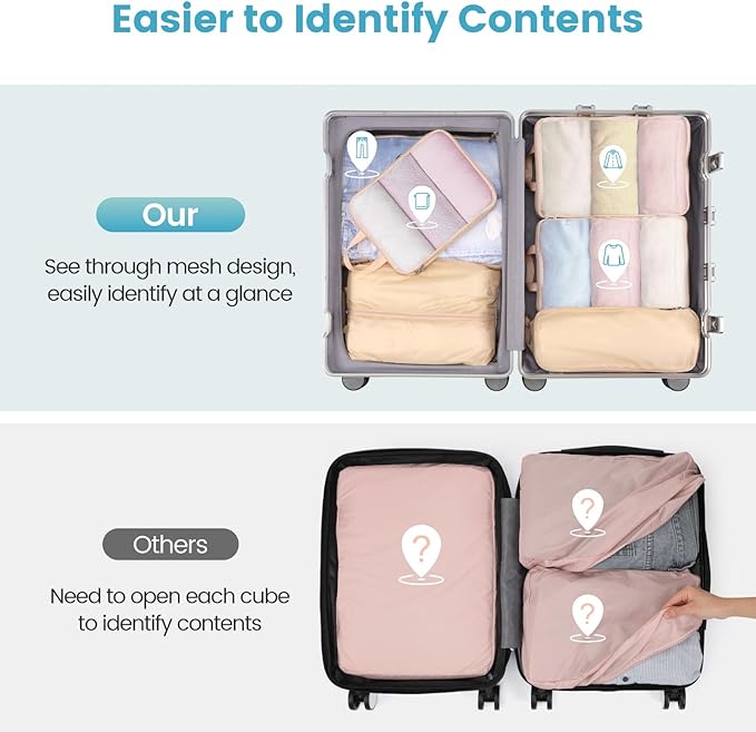 Cambond Compression Packing Cubes for Travel - Lightweight Expandable Travel Bags Luggage Organizers Travel Essentials Compression Cubes for Travel Space Saver for Carry on Suitcases Organizer