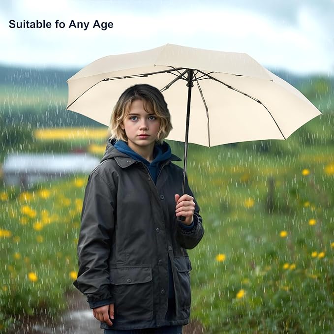 SoulRain Travel Umbrella - Compact Umbrella for Rain - Perfect Large Auto Folding Umbrella - Ideal Car umbrella, Small umbrella, and Travel Companion