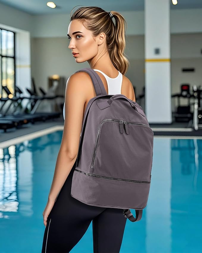 Gym Backpack for Women Waterproof Small Gym Bag With Shoe Compartment Sports Essentials Cheer Backpack with Wet Dry Pocket,Purple