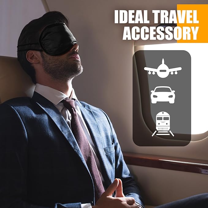 Tarpop 200 Pcs Eye Mask Sleeping Blindfold Eye Cover with Adjustable Strap for Games Party Team Building Travel Individually Wrapped Sleep Mask for Women Men (Black)