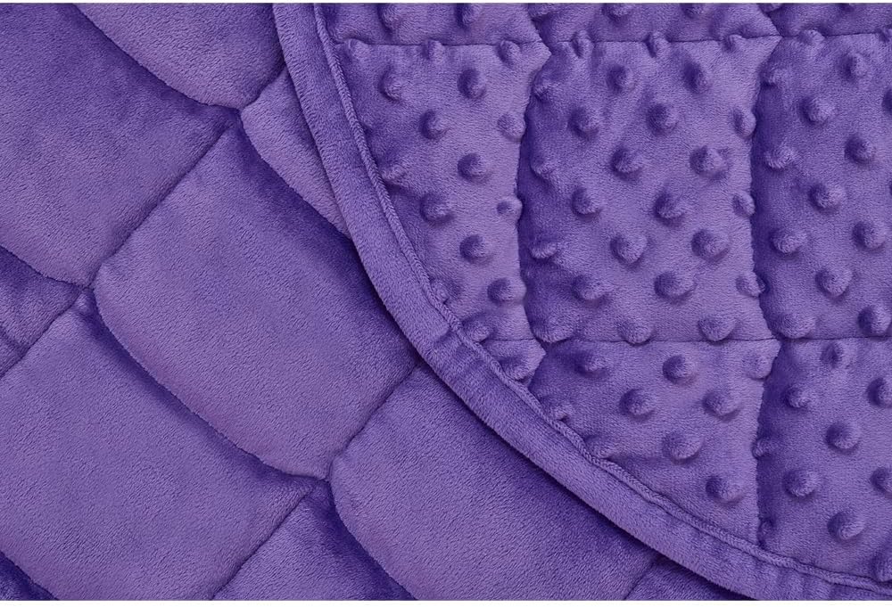 TONGDADA Weighted Lap Blanket 7lbs for Adult,Perfect for Relaxation, Lounging, Napping, Sleeping & Travel,Luxury Minky Weighted Body Blanket,Weighted Throw Blanket-Violet Minky Dot, 29" x 24"