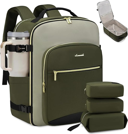 LOVEVOOK Large Travel Backpack for Women & Men, 40L Carry on Backpack for Airplanes, TSA Personal Item Travel Bag fits 17" Laptop, Waterproof Travel Essentials Airline Approved with 3 Packing Cubes
