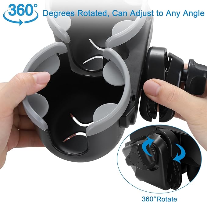 Accmor Stroller Cup Holder with Phone Holder, Bike Cup Holder, Universal Cup Holder for Uppababy Nuna Doona Strollers, 2-in-1 Cup Phone Holder for Stroller Bike Wheelchair Walker Accessory
