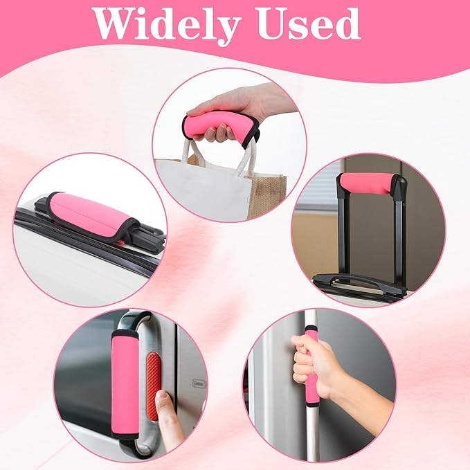 2Pack Luggage Handle Wraps,5.91 x 5.51In Bright Luggage Handle Covers, Comfortable and Soft, Travel Accessories, Luggages Handles Identification, Pink & Black