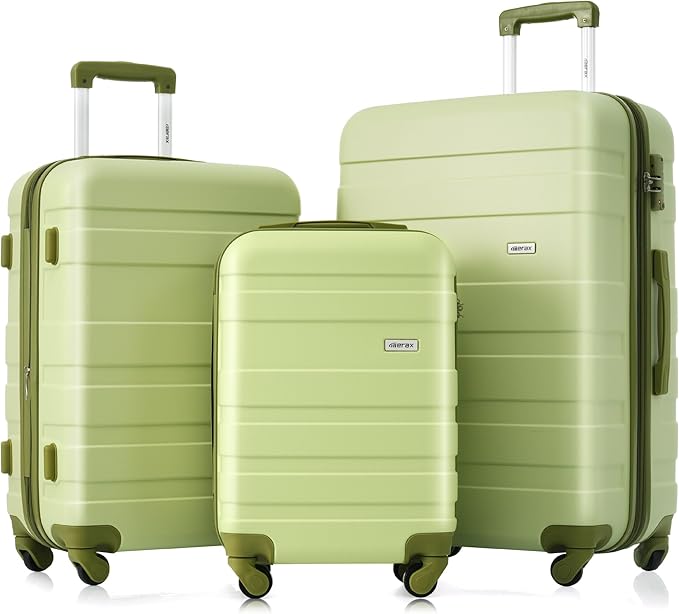 3 Pcs Expandable ABS Hardshell Luggage Sets Spinner Wheel Suitcase Set TSA Lock Suit Case