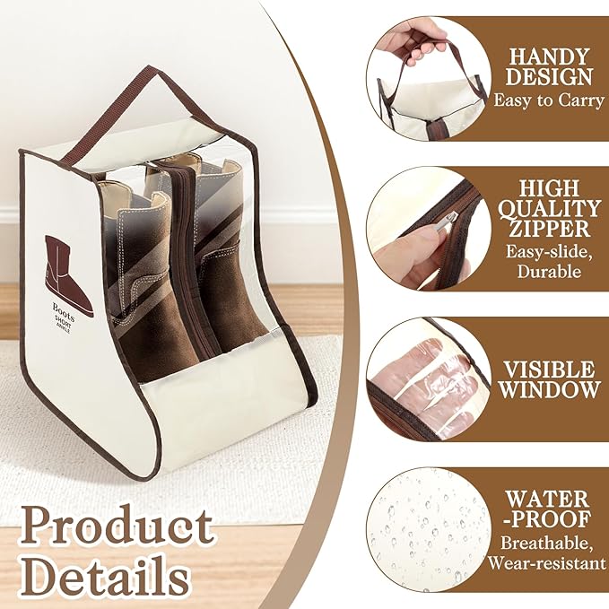 2 Set Boot Storage Bag, Portable Boots Protector Bag Dust Proof Travel Shoe Bags with Handle Boots Organizer for Packing Travel and Daily Use (Short)