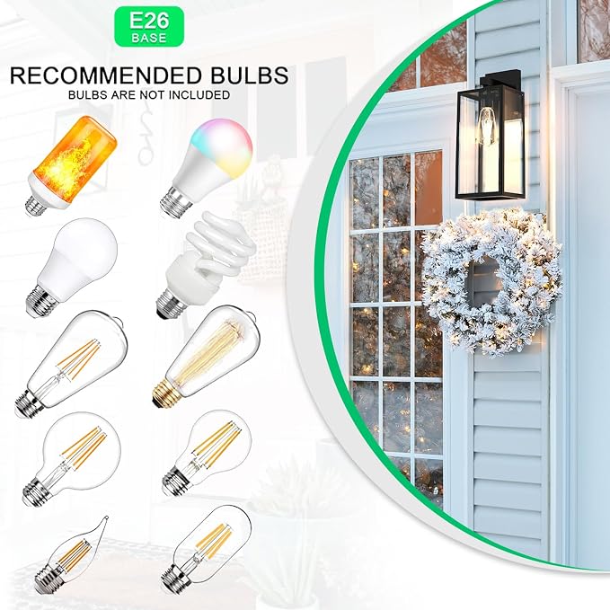 MAXvolador Outdoor Wall Light Fixture, Exterior Waterproof Wall Lantern | Porch Wall Sconce Large Extra Large, Anti-Rust, E26 Socket, Clear Glass, Outside Wall Mount Light, Front Door Lighting, Patio