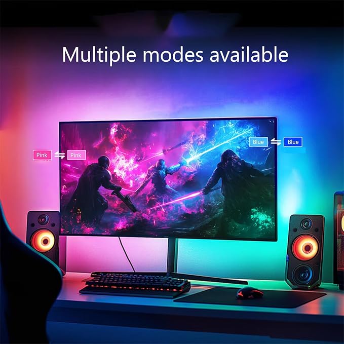Monitor LED Backlights, RGB Screen Desk Light PC, Computer Light Bar Behind Monitor, LEDs for Desk Gaming, USB Port, LED Strip Lights that Sync with Screen Color or Music(32 inches)