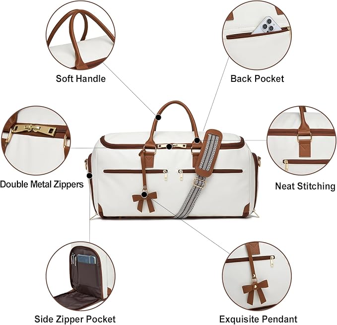 seyfocnia Carry On Garment Bag for Travel, Convertible Travel Garment Bag with Toiletry Bag for Women, 2 in 1 Hanging Suitcase Suit Business Travel Bag 2pcs Set