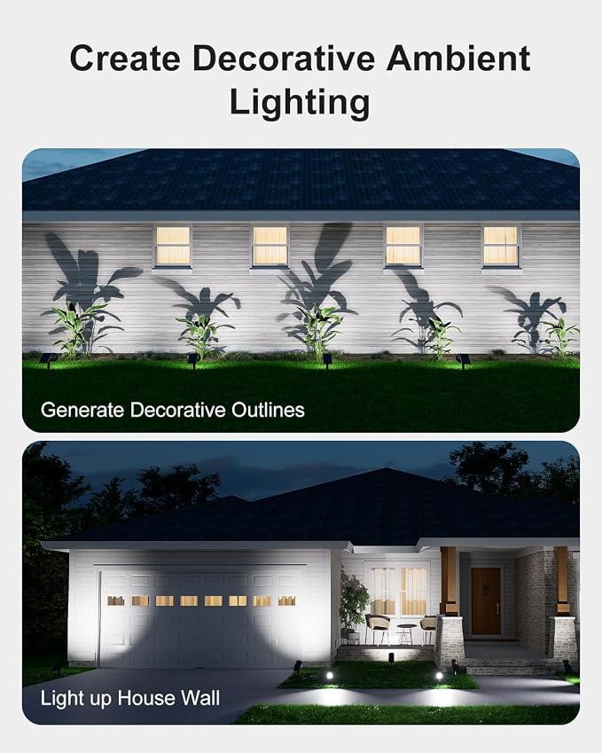 Solar Spot Lights Outdoor Cool White LED Waterproof Landscape Flood Lamp | 2 Modes Lighting, Large Size Power Panel, 12 Hrs Lasting Working, Bright Illuminated Flag, Tree, Flower, Lawn, Garden, Yard