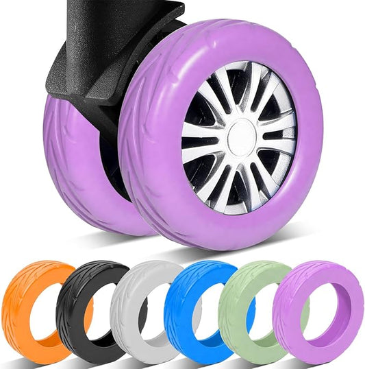 8 Pcs Upgraded Luggage Wheel Covers, Suitcase Protector, Wear-Resistant Anti-Noise Silicone Wheel Covers for 2-2.4” Spinner Wheels, Travel Accessories for Carry On Luggage (Purple, Small)