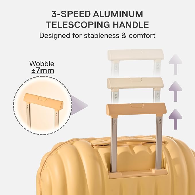 artrips Large Checked Luggage 28 Inch, Hard Shell Suitcase with Spinner Wheels, Large Travel Suitcase for Long Trips and Family Travel, Yellow