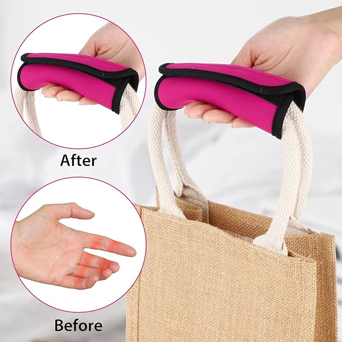 2 Pack Luggage Handle Wraps for Suitcase, Bright Color Comfort Soft Handle Covers Suitcase Luggage Handle Wrap Luggage Tag Wraps Travel Accessories (Rose Red)